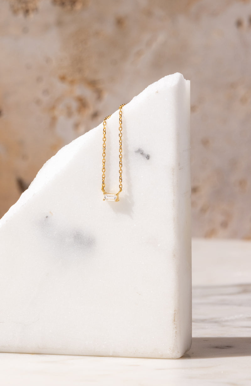 Tiny Solo Necklace - Baguette - bascijewellery