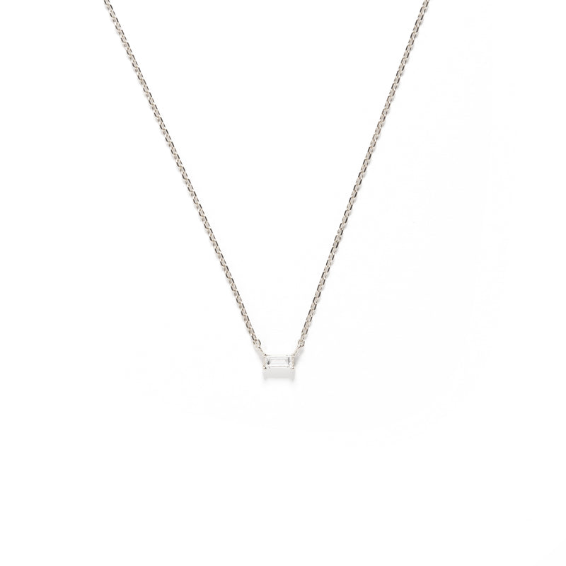 Tiny Solo Necklace - Baguette - bascijewellery