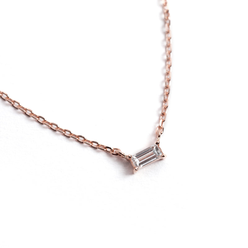 Tiny Solo Necklace - Baguette - bascijewellery