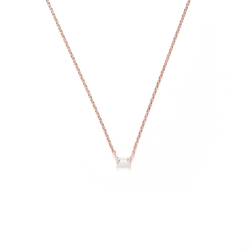 Tiny Solo Necklace - Baguette - bascijewellery