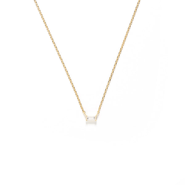 Tiny Solo Necklace - Baguette - bascijewellery