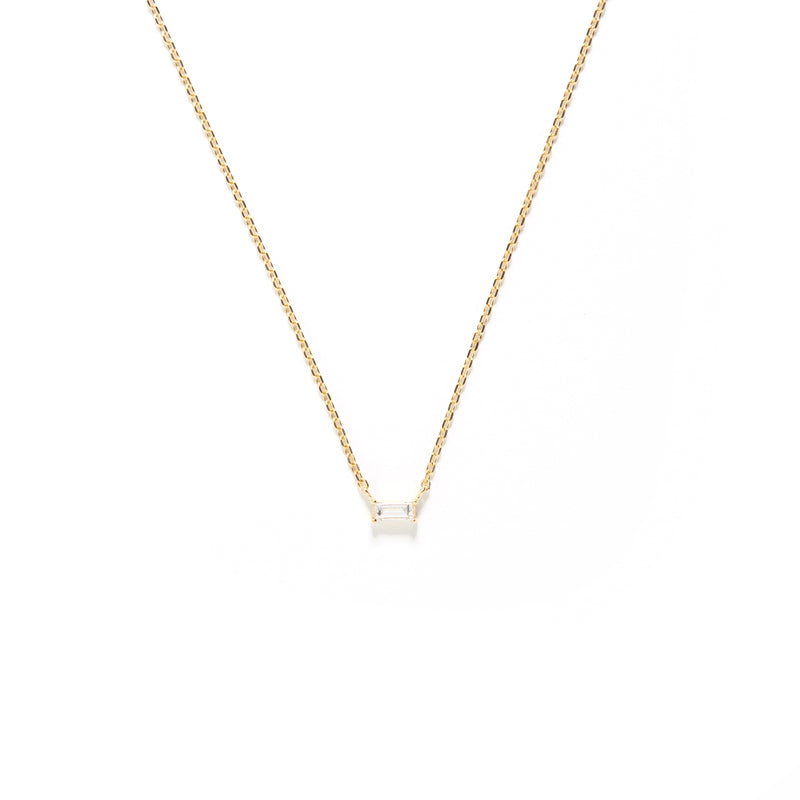 Tiny Solo Necklace - Baguette - bascijewellery