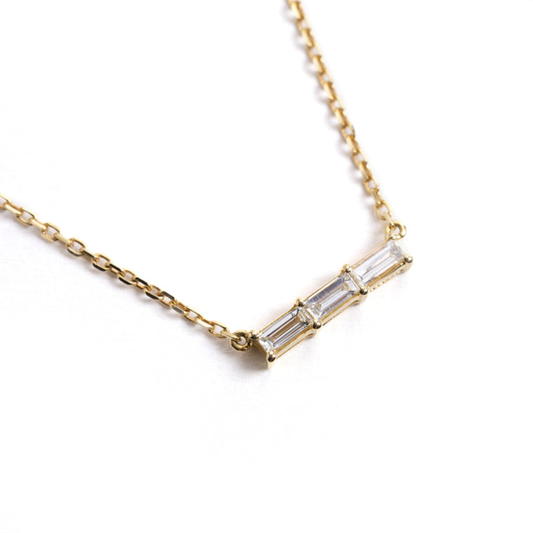 Tiny Trio Necklace - Baguette - bascijewellery