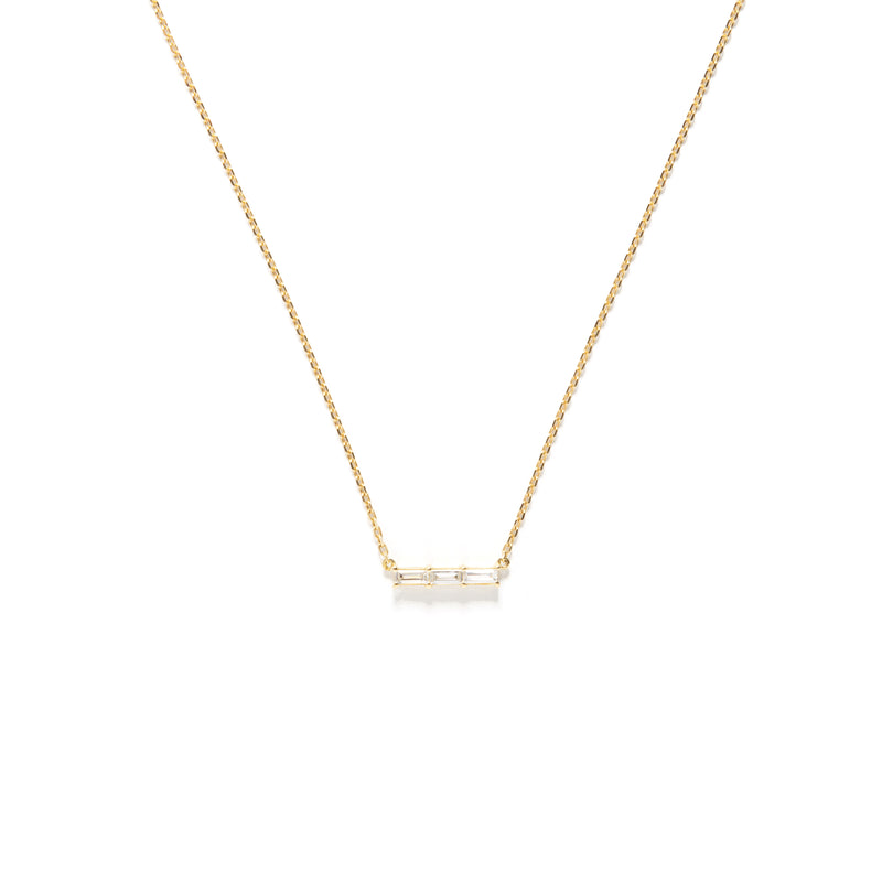 Tiny Trio Necklace - Baguette - bascijewellery